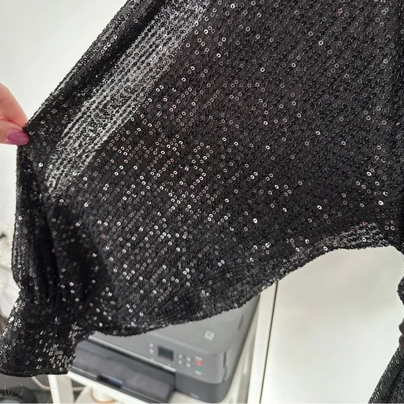 NWOT Women's LC Lauren Conrad Sequin Wrap Mini Dress - Picture 5 of 8